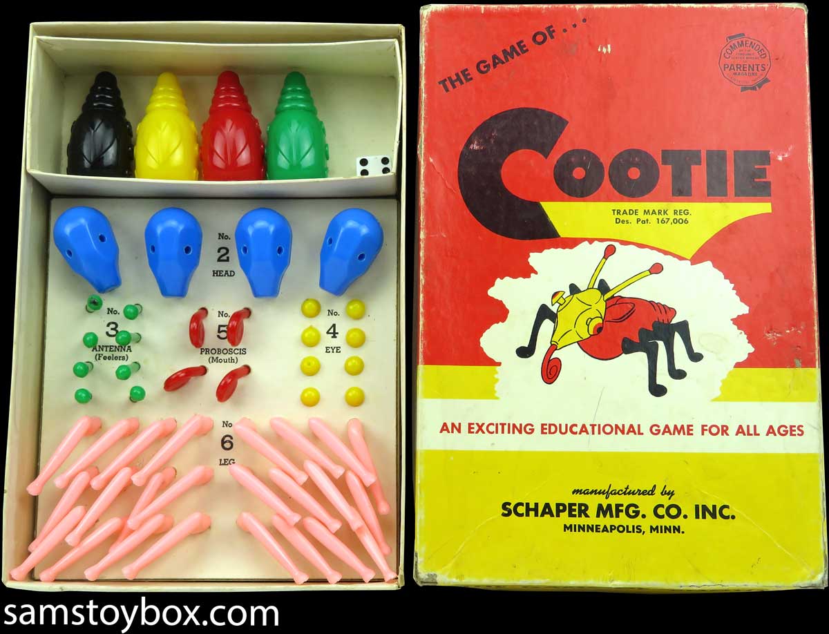The box and contents of original 1949 Cootie