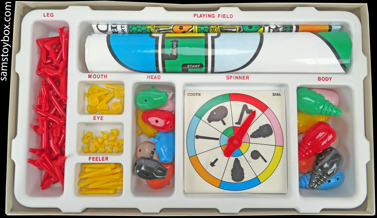 The contents of a rare Cootie House Game, a Sears Exclusive