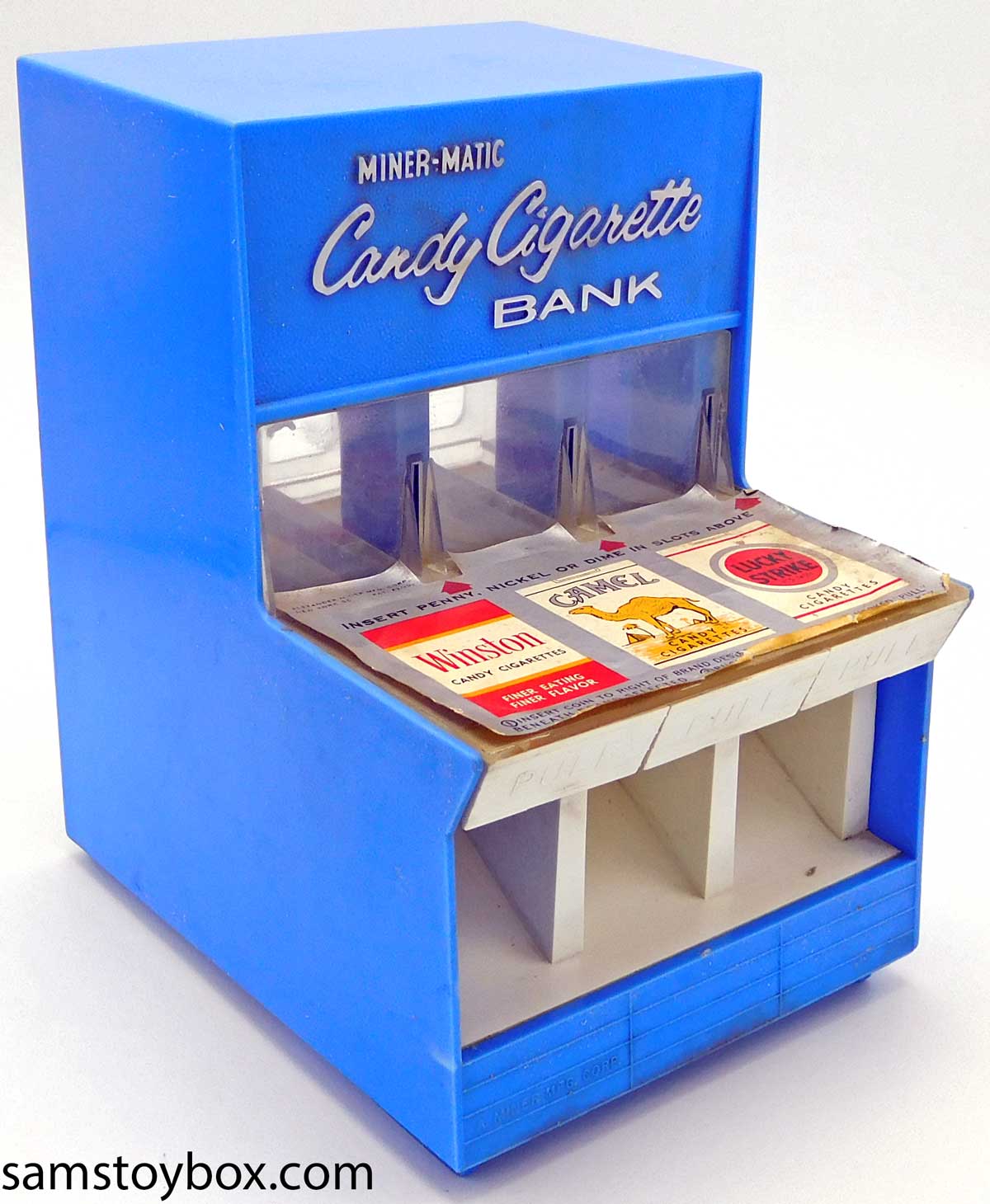 Miner-Matic Candy Cigarette Bank Box in Blue