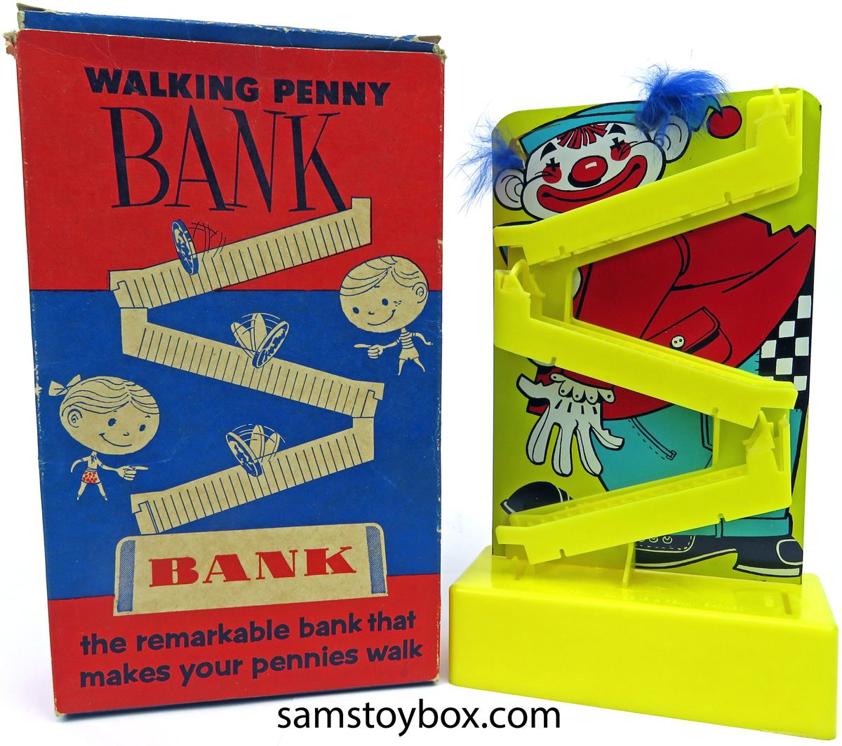 Clown w/yellow base and ramps Walking Penny Bank by Tigrett Industries