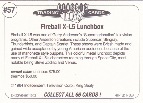 Back of Classic Toy Card number 57