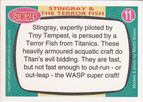 Back of Gerry Anderson Supermarionation Card number 11