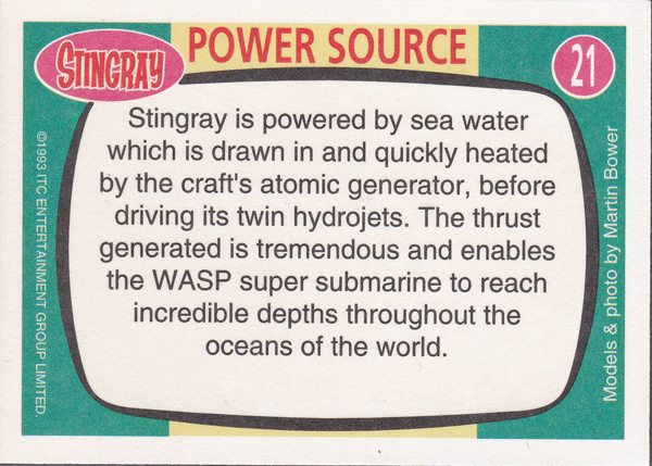 Back of Gerry Anderson Supermarionation Card number 21