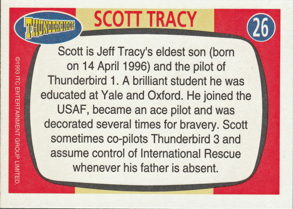 Back of Gerry Anderson Supermarionation Card number 26