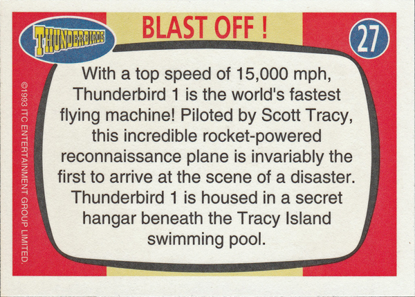 Back of Gerry Anderson Supermarionation Card number 27