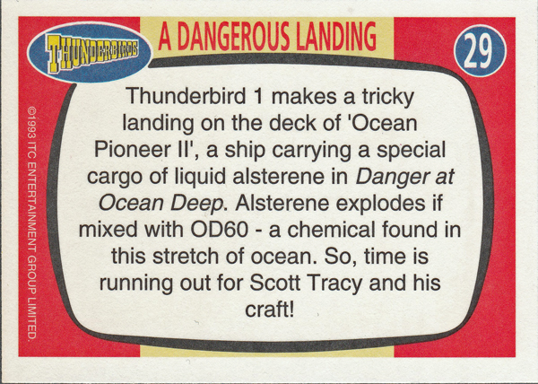 Back of Gerry Anderson Supermarionation Card number 29