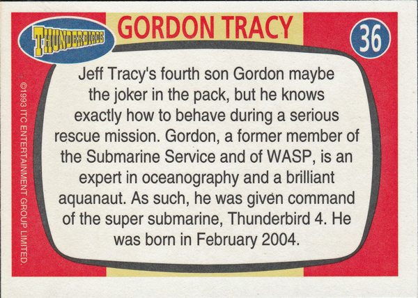 Back of Gerry Anderson Supermarionation Card number 36