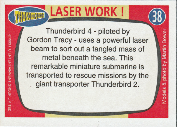 Back of Gerry Anderson Supermarionation Card number 38