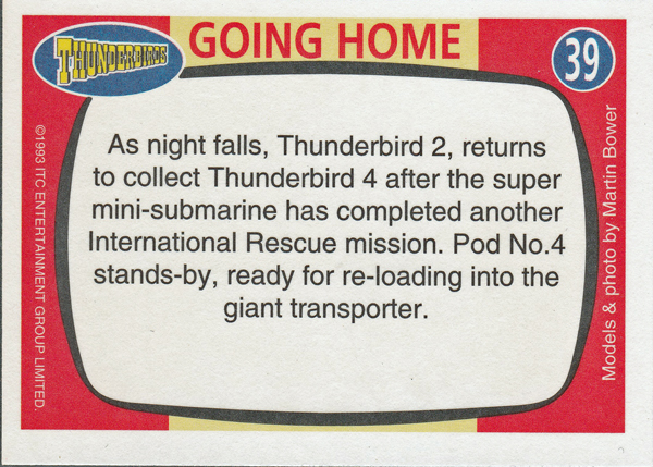 Back of Gerry Anderson Supermarionation Card number 39
