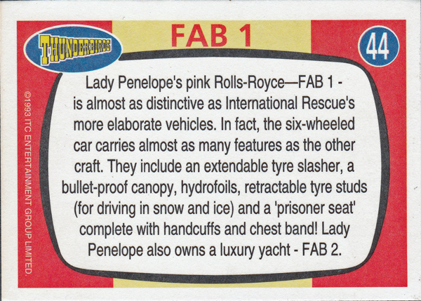 Back of Gerry Anderson Supermarionation Card number 44