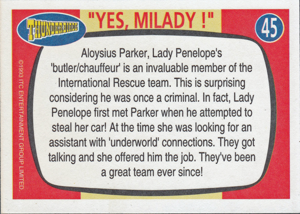 Back of Gerry Anderson Supermarionation Card number 45