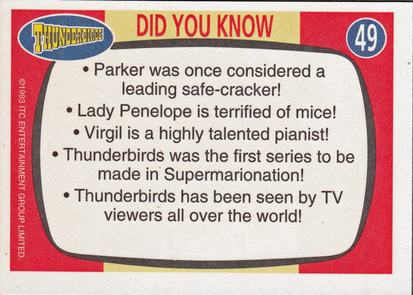 Back of Gerry Anderson Supermarionation Card number 49