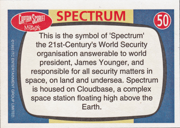 Back of Gerry Anderson Supermarionation Card number 50