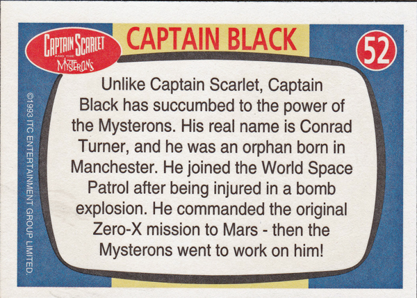 Back of Gerry Anderson Supermarionation Card number 52
