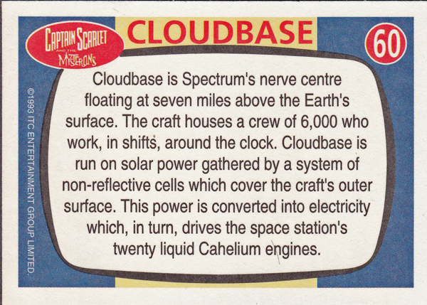 Back of Gerry Anderson Supermarionation Card number 60