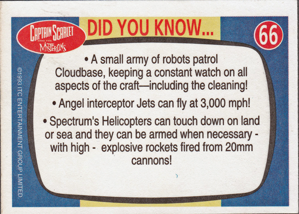 Back of Gerry Anderson Supermarionation Card number 66