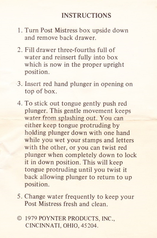 Post Mistress Instructions scan